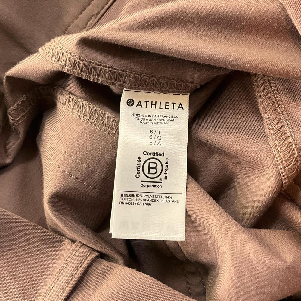Athleta Skyline High Rise Barrel Leg Pants Womens 6 Tall Mineral Brown Pockets - Picture 6 of 11